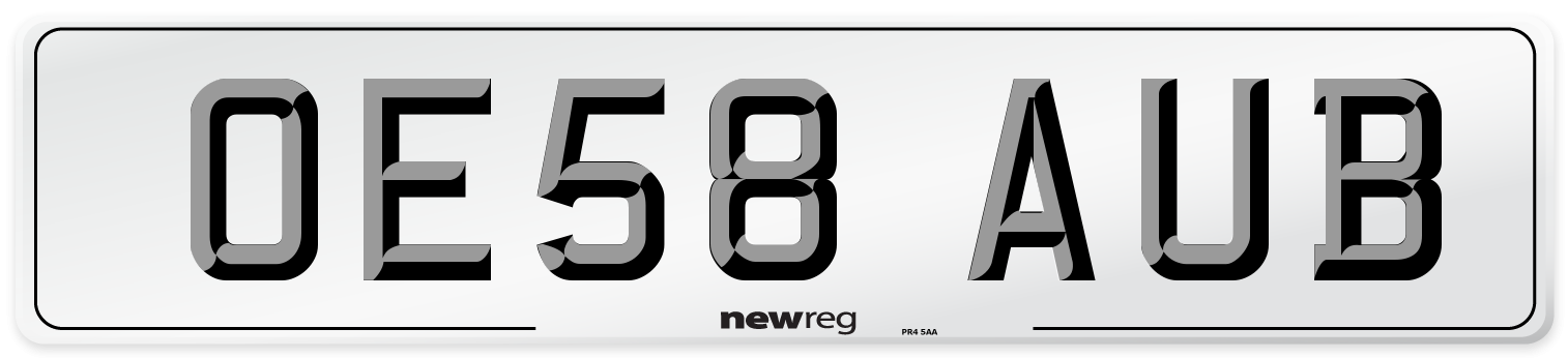 OE58 AUB Number Plate from New Reg
